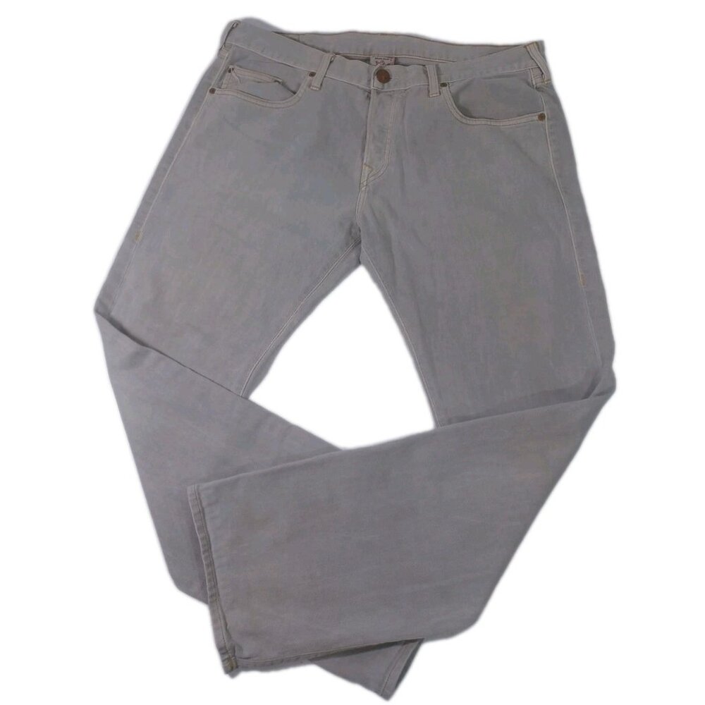 Mens True Religion 'Geno' Jeans 38 x 32 Light Gray Phoenix Over Dye Denim USA